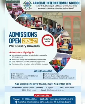 Aanchal International School-Admissions Open 2026-27