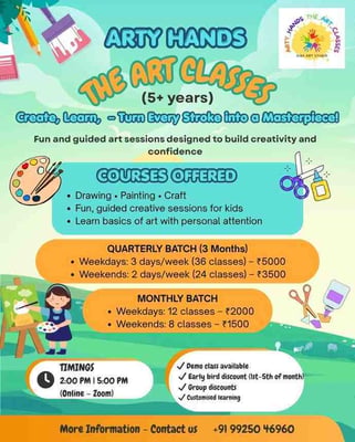 Arty hands the art classes-Creative Art Classes for Kids