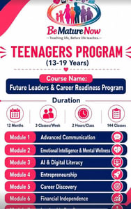 Be Mature Now-Future Leaders and Career Readiness Program for Teens